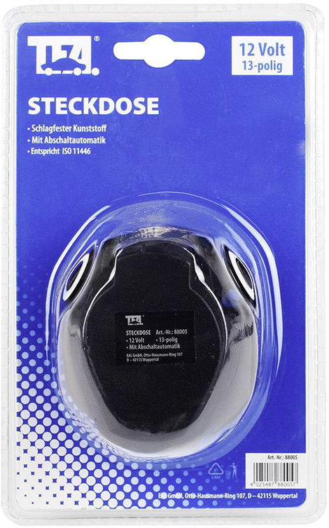 TFA Stecker 88005 Utánfutó dugalj [ - Csatlakozóalj, 13 pólusú] Műanyag 2. kép
