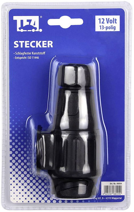 TFA Stecker 88004 Utánfutó dugó [ - Dugó, 13 pólusú] Műanyag 3. kép