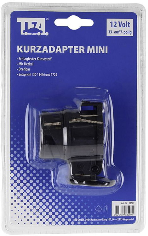 TFA Stecker 88007 Utánfutó adapter [Csatlakozóalj, 13 pólusú - Dugó, 7 pólusú] Műanyag 2. kép