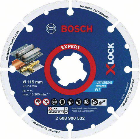 Bosch Accessories 2608900532 X-LOCK Gyémánt bevonatú vágótárcsa Ø 115 mm Furat átmérő 22.23 mm Fém 1