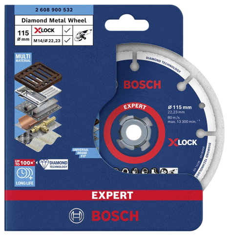 Bosch Accessories 2608900532 X-LOCK Gyémánt bevonatú vágótárcsa Ø 115 mm Furat átmérő 22.23 mm Fém 1 3. kép