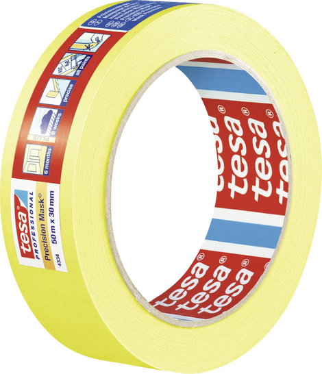 tesa PRECISION 04334-00002-00 Krepp szalag Präzisionskrepp® Sárga (H x Sz) 50 m x 30 mm 1 db 2. kép