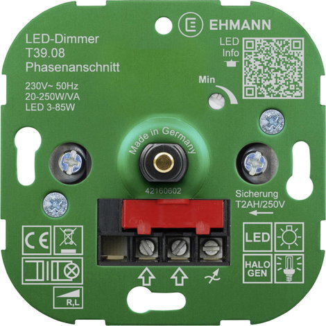 Ehmann 3900x0800 Beépíthető dimmer Alkalmas fényforrásokhoz: LED-es izzó, Energiatakarékos izzó, Hal