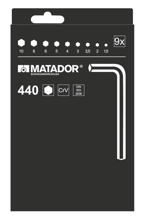 Matador Schraubwerkzeuge Matador 04409090 Belső hatlap Hajlított csavarhúzó készlet 1.5 mm, 2 mm, 2. 3. kép