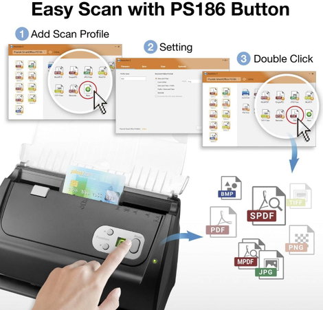 Plustek SmartOffice PS186 Duplex dokumentumszkenner A4 600 x 600 dpi 25 oldal/perc, 50 kép/perc USB 2. kép