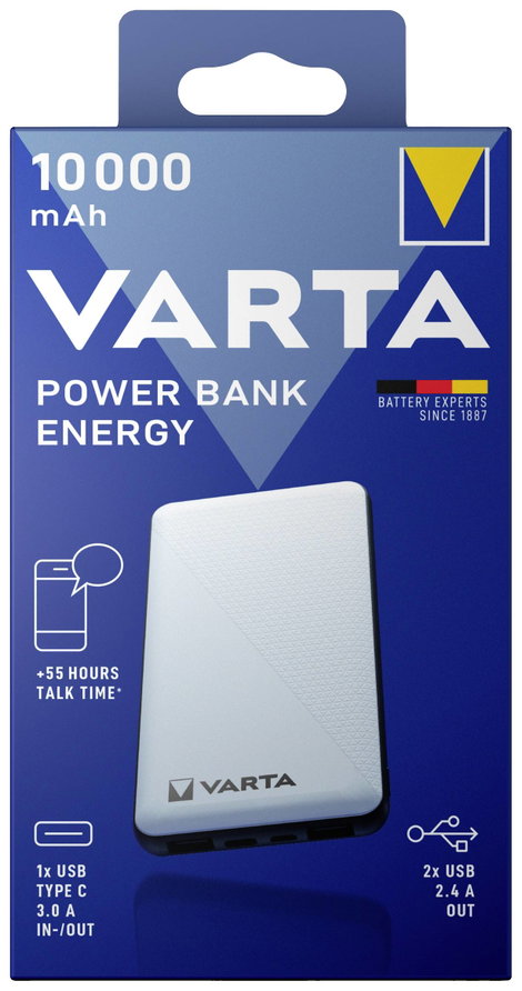 Powerbank 10000 mAh LiPo USB-C, fehér/fekete, Varta 57976101111 6. kép
