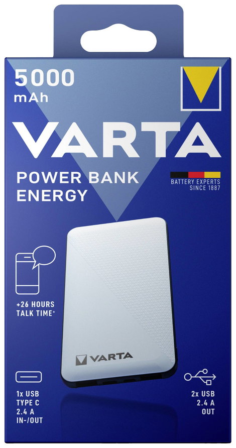 Varta Power Bank Energy 5000 Powerbank 5000 mAh LiPo USB-C® Fehér/fekete 5. kép