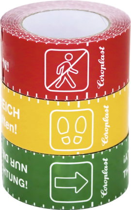 Coroplast 1466 SDR 217474 Padlójelölő szalag Piros, Sárga, Zöld (H x Sz) 10 m x 60 mm 3 db