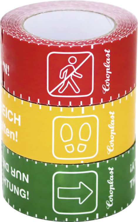 Coroplast 1466 SDR 217474 Padlójelölő szalag Piros, Sárga, Zöld (H x Sz) 10 m x 60 mm 3 db
