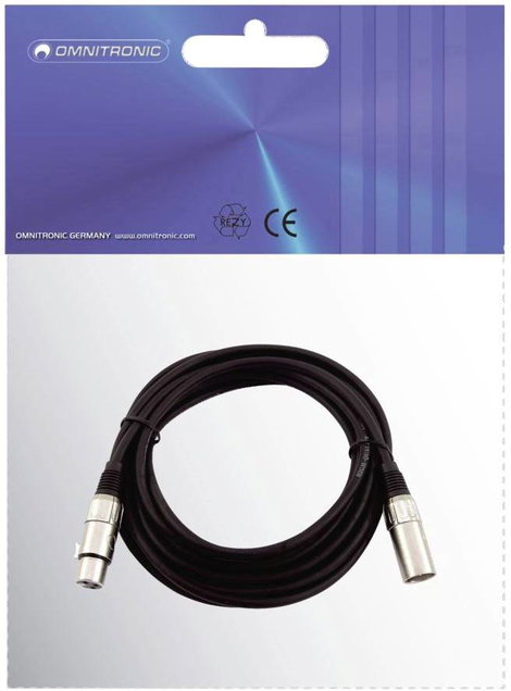Omnitronic 3022055N XLR Összekötőkábel [1x XLR dugó, 3 pólusú - 1x XLR alj, 3 pólusú] 10.00 m Fekete 3. kép