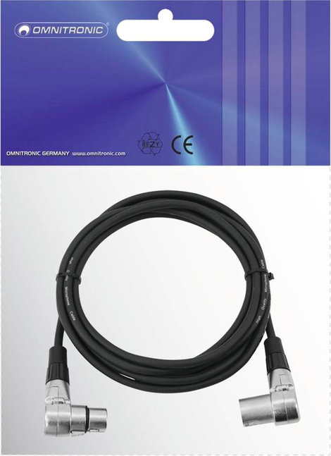 Omnitronic 30220632 XLR Összekötőkábel [1x XLR dugó, 3 pólusú - 1x XLR alj, 3 pólusú] 3.00 m Fekete 3. kép