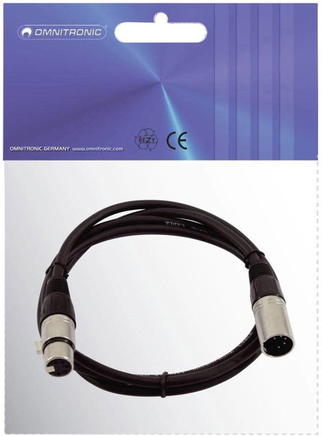 Omnitronic 30220768 XLR Összekötőkábel [1x XLR dugó, 5 pólusú - 1x XLR alj, 5 pólusú] 3.00 m Fekete 3. kép