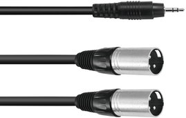 Omnitronic 30225157 XLR Átalakító kábel [1x Jack dugó, 3,5 mm-es - 2x XLR dugó, 3 pólusú] 3.00 m Fek