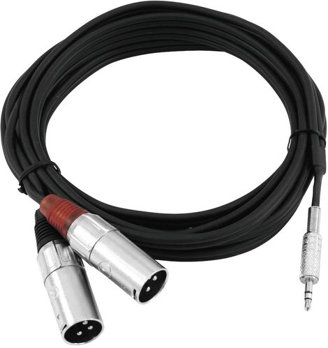 Omnitronic 30225157 XLR Átalakító kábel [1x Jack dugó, 3,5 mm-es - 2x XLR dugó, 3 pólusú] 3.00 m Fek 2. kép
