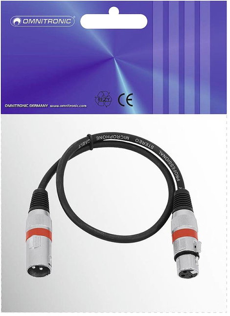Omnitronic 30220401 XLR Összekötőkábel [1x XLR dugó, 3 pólusú - 1x XLR alj, 3 pólusú] 0.50 m Fekete 3. kép
