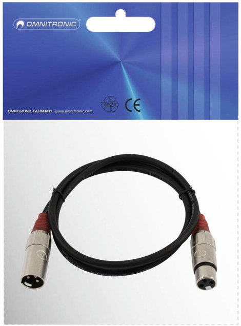 Omnitronic 3022045R XLR Összekötőkábel [1x XLR dugó, 3 pólusú - 1x XLR alj, 3 pólusú] 1.50 m Fekete 3. kép