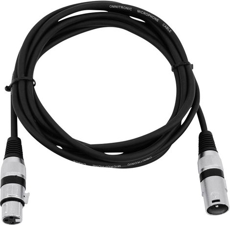 Omnitronic 3022045N XLR Összekötőkábel [1x XLR dugó, 3 pólusú - 1x XLR alj, 3 pólusú] 1.50 m Fekete 2. kép