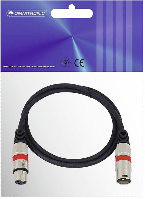 Omnitronic 30220406 XLR Összekötőkábel [1x XLR dugó, 3 pólusú - 1x XLR alj, 3 pólusú] 1.00 m Fekete 3. kép