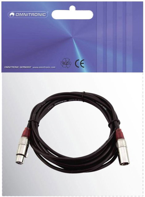 Omnitronic 3022050R XLR Összekötőkábel [1x XLR dugó, 3 pólusú - 1x XLR alj, 3 pólusú] 5.00 m Fekete 3. kép
