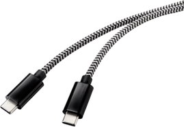 Renkforce USB kábel USB 2.0 USB-C® dugó, USB-C® dugó 3.00 m Fekete/fehér RF-4598412
