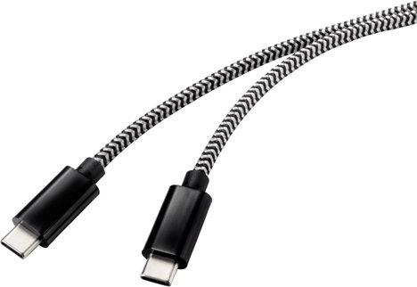 Renkforce USB kábel USB 2.0 USB-C® dugó, USB-C® dugó 3.00 m Fekete/fehér RF-4598412
