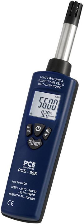 Hőmérséklet- és légnedvesség mérő 0 % rF 100 % rF, PCE Instruments PCE-555