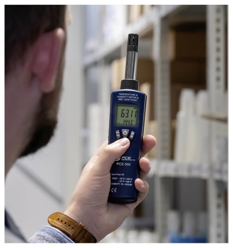 Hőmérséklet- és légnedvesség mérő 0 % rF 100 % rF, PCE Instruments PCE-555 4. kép