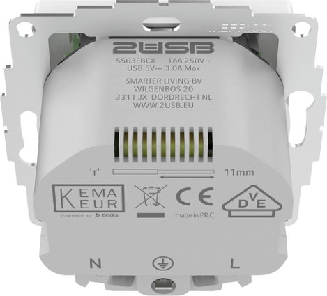 2USB 2U-449542 Földelt csatlakozó aljzat USB töltőkimenettel, Gyermekvédelem, VDE IP20 Antracit 3. kép