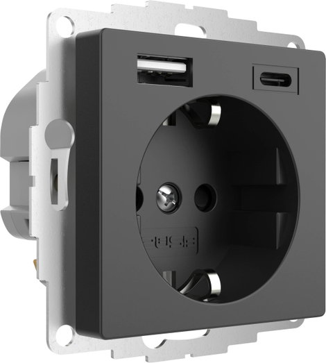 2USB 2U-449542 Földelt csatlakozó aljzat USB töltőkimenettel, Gyermekvédelem, VDE IP20 Antracit 4. kép