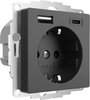 2USB 2U-449542 Földelt csatlakozó aljzat USB töltőkimenettel, Gyermekvédelem, VDE IP20 Antracit 4. bélyegkép