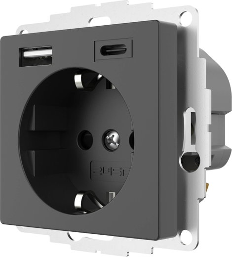 2USB 2U-449542 Földelt csatlakozó aljzat USB töltőkimenettel, Gyermekvédelem, VDE IP20 Antracit 7. kép