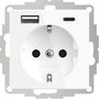 2USB 2U-449528 Földelt csatlakozó aljzat USB töltőkimenettel, Gyermekvédelem, VDE IP20 Tiszta fehér bélyegkép