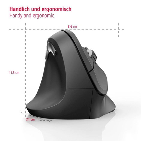 Hama EMW-500L Ergonomikus egér Rádiójel vezérlésű Optikai Fekete 6 Gombok 1800 dpi Ergonómikus 13. kép
