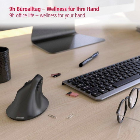 Hama EMW-500L Ergonomikus egér Rádiójel vezérlésű Optikai Fekete 6 Gombok 1800 dpi Ergonómikus 9. kép