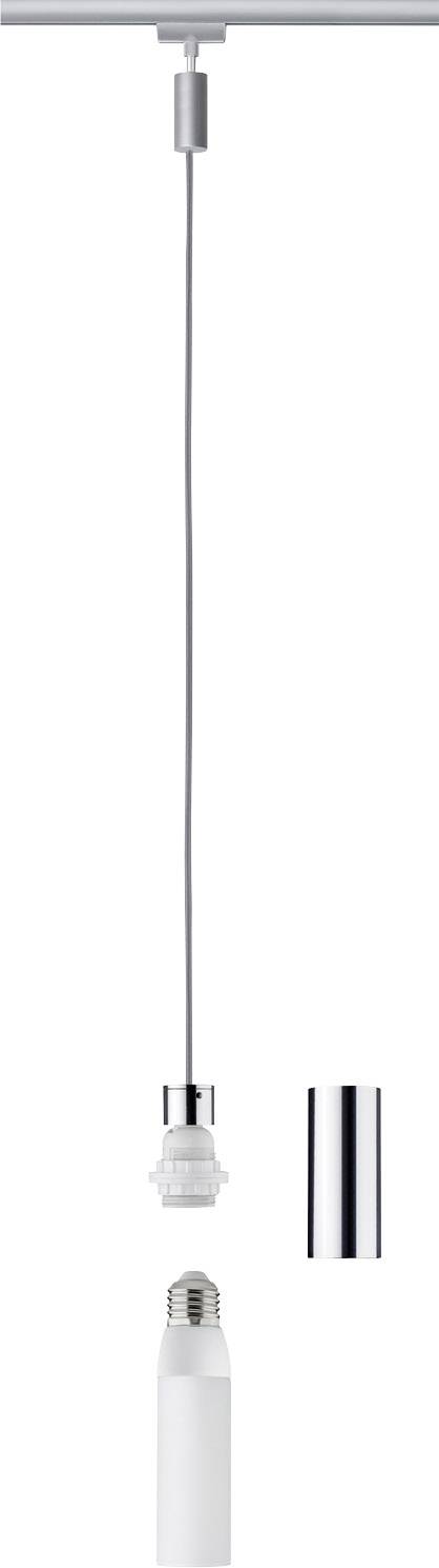 Paulmann Basic Pendel Nagyfeszültségű sínrendszer lámpa Univerzális E27 20 W LED Króm, Króm (matt) 3. kép