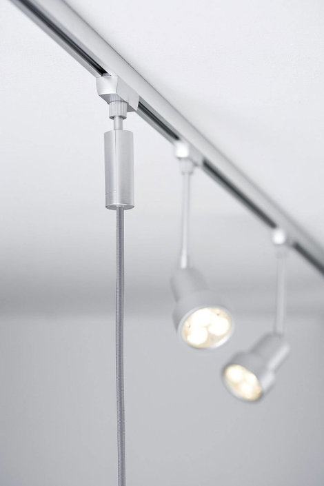 Paulmann Basic Pendel Nagyfeszültségű sínrendszer lámpa Univerzális E27 20 W LED Króm, Króm (matt) 5. kép