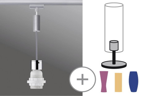 Paulmann Basic Pendel Nagyfeszültségű sínrendszer lámpa Univerzális E27 20 W LED Króm, Króm (matt) 6. kép