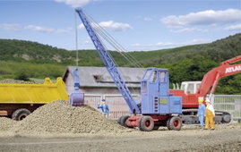 Kibri 11281 H0 Építkezésnél használt jármű modell Fuchs 301 mobil köteles kotrógép