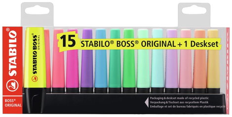 STABILO Szövegjelölő BOSS® ORIGINAL 7015-01-5 Színek szerint szortírozva 2 mm, 5 mm 15 db