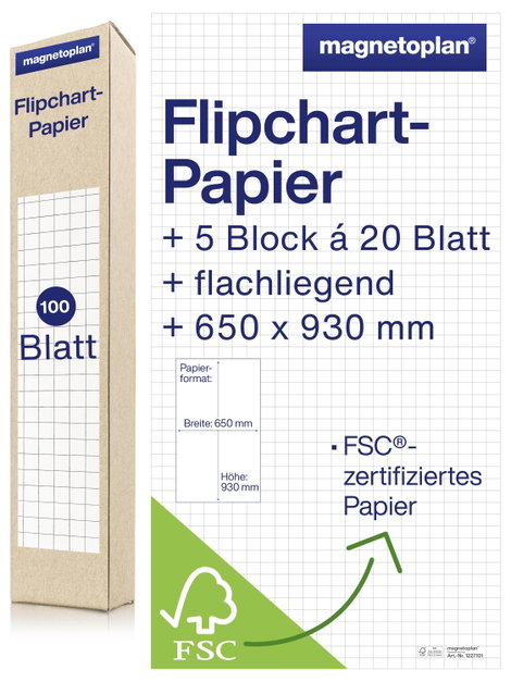 Magnetoplan 1227101 Flipchart blokk Lapok száma: 100 kockás 990 mm x 650 mm x 930 mm Fehér 2. kép