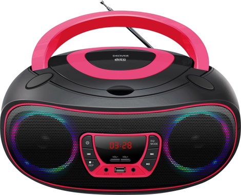 Denver TCL-212BT CD-s rádió URH AUX, CD, USB, Bluetooth® Hangulatfény Rózsaszín