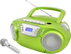 soundmaster SCD5800GR CD-s rádió URH USB, Kazetta, Rádiófelvevő Mikrofonnal Zöld