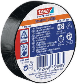 tesa Tesa 53988-00000-00 Szigetelőszalag tesa® Professional Fekete (H x Sz) 10 m x 15 mm 1 db