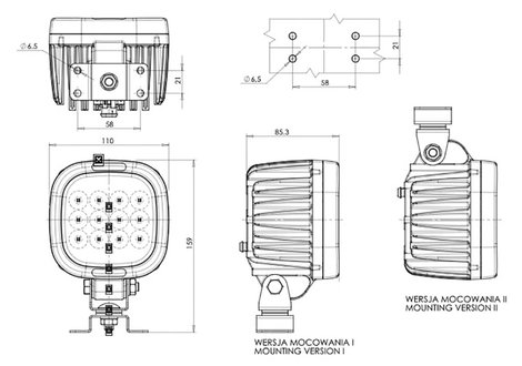 WAS Munkafényszóró 12 V, 24 V, 36 V, 48 V, 60 V, 70 V W130 8000 1214 Széles közeli mező világítás (S 7. kép