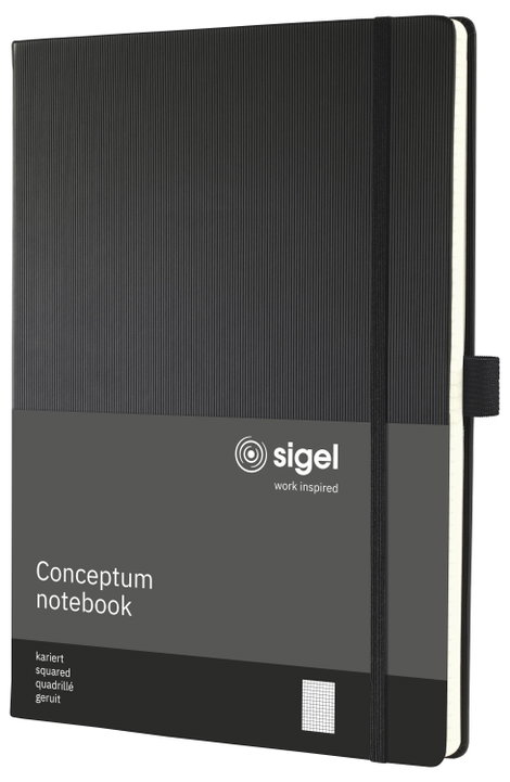 Sigel CONCEPTUM® CO115 Jegyzettömb kockás Fekete Lapok száma: 97 DIN A4+ 13. kép