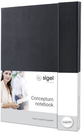 Sigel CONCEPTUM® CO151 Jegyzettömb kockás Fekete Lapok száma: 97 DIN A4
