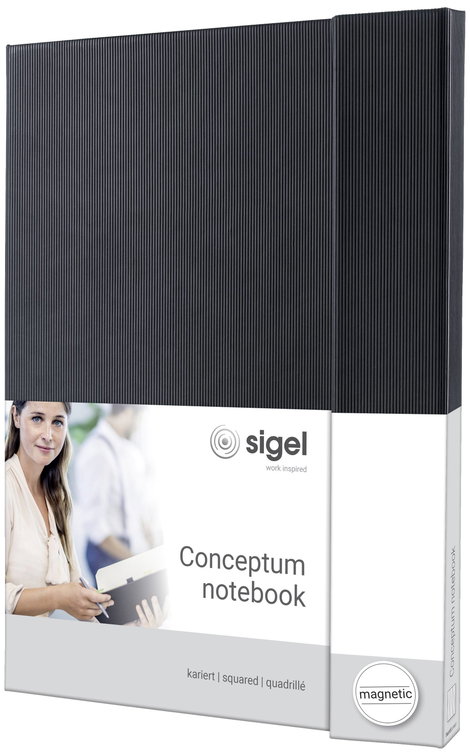 Sigel CONCEPTUM® CO151 Jegyzettömb kockás Fekete Lapok száma: 97 DIN A4