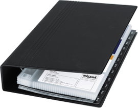 Sigel VZ300 VZ300 Gyűrűs névjegykártya könyv 200 kártya (Sz x Ma x Mé) 147 x 265 x 44 mm Fekete (mat