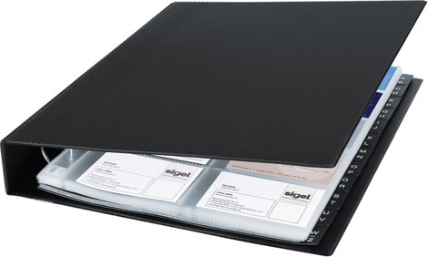 Sigel VZ301 VZ301 Gyűrűs névjegykártya könyv 400 kártya (Sz x Ma x Mé) 270 x 325 x 53 mm Fekete (mat 2. kép