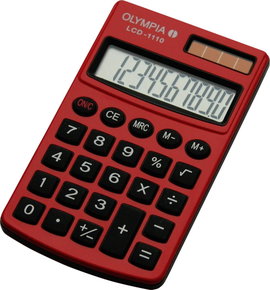 Olympia LCD 1110 Zsebszámológép Napenergiával üzemeltetett, Elemekről üzemeltetett Piros Kijelző (sz
